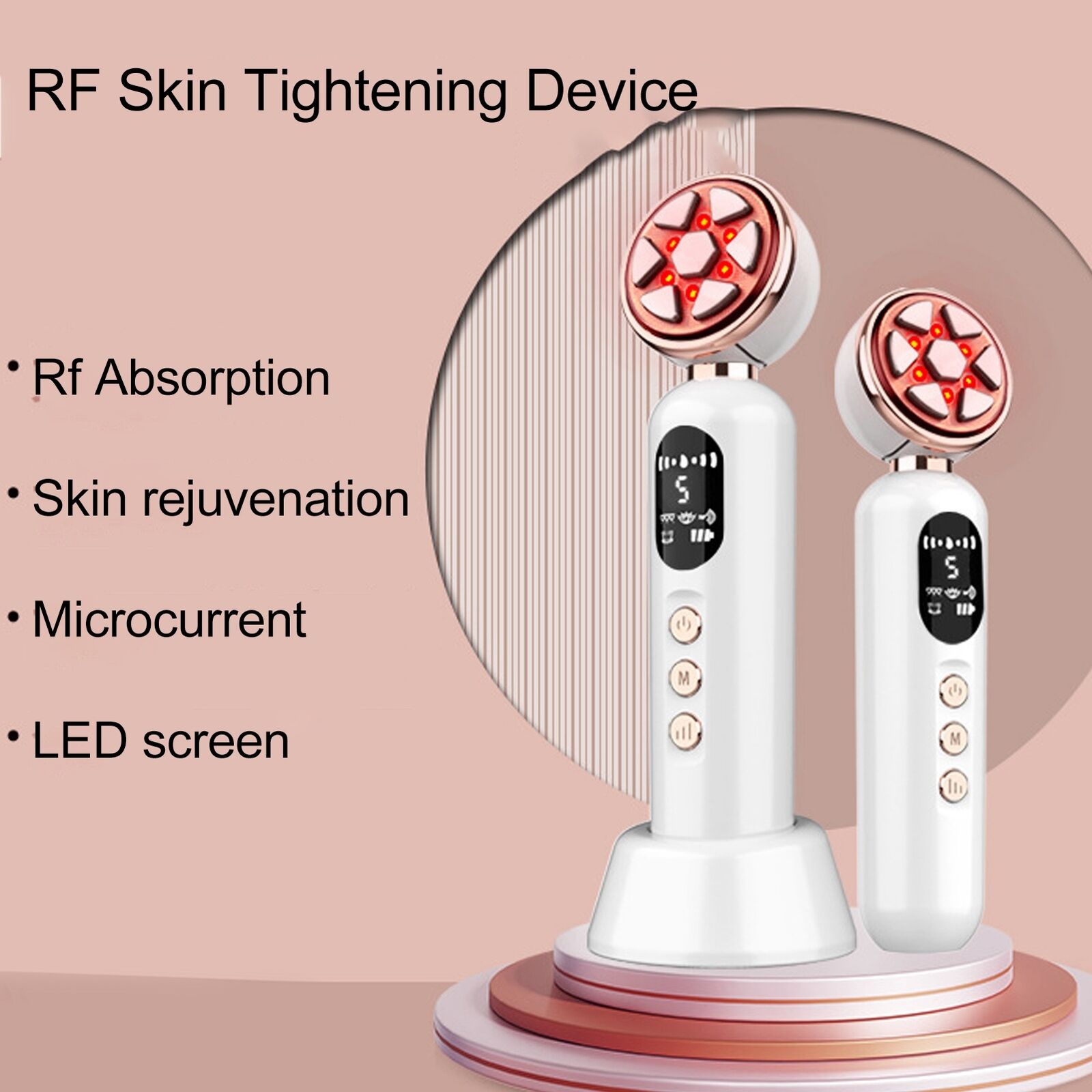 new RF Machine 5 Gears Promote Collagen Microcurrent Rejuvenation Device White HGF koeek - KOEEK