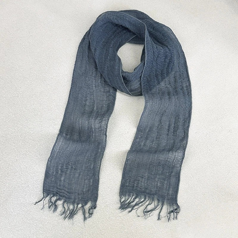 Unisex Narrow Slender Flax Linen Tassel Scarf Neckerchief Shawl Thin Bandana 07FC0E-D4 - KOEEK