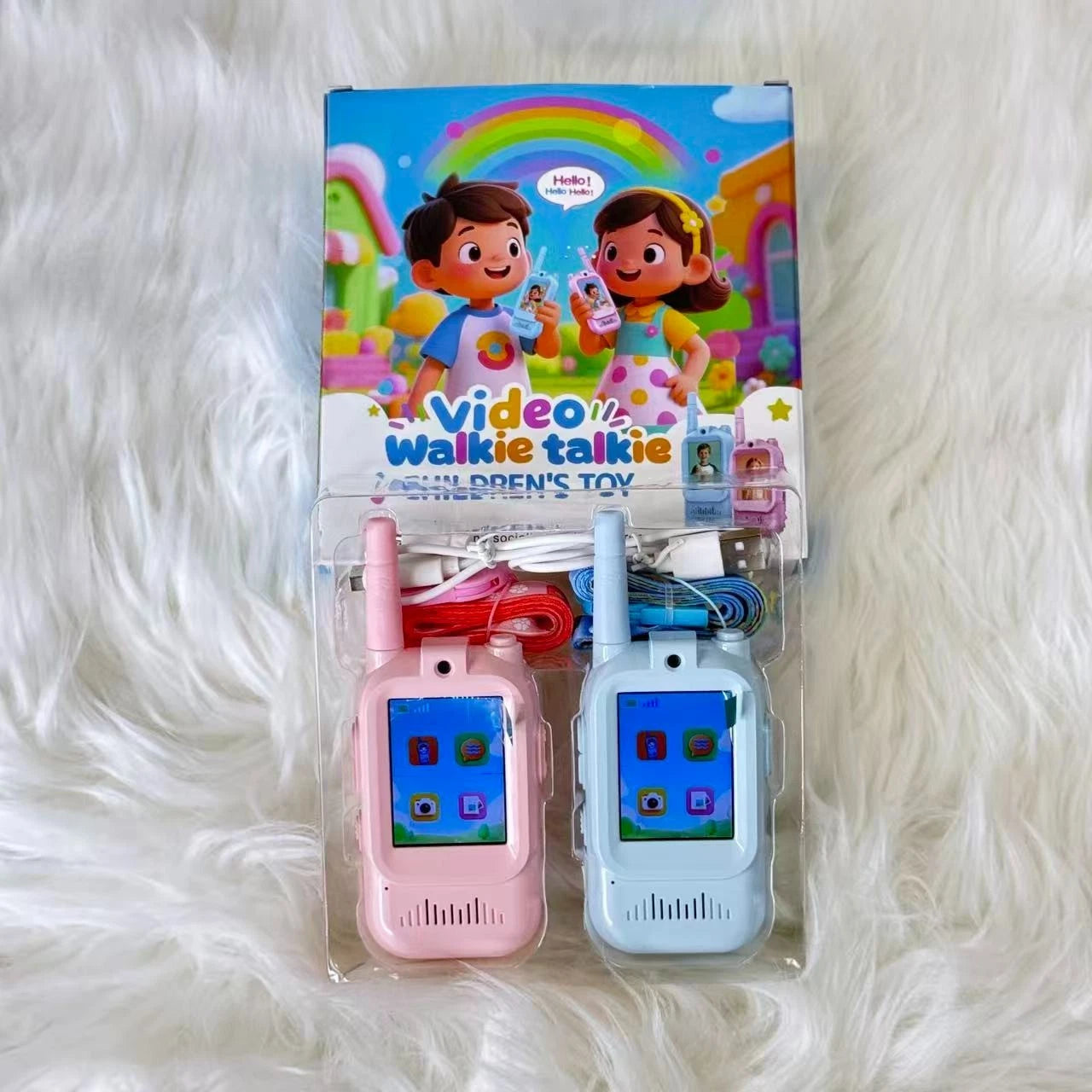 2-Pack Rechargeable Video Walkie Talkies Perfect Gift for Kids Ages 3-12 07FC0E-D4 - KOEEK