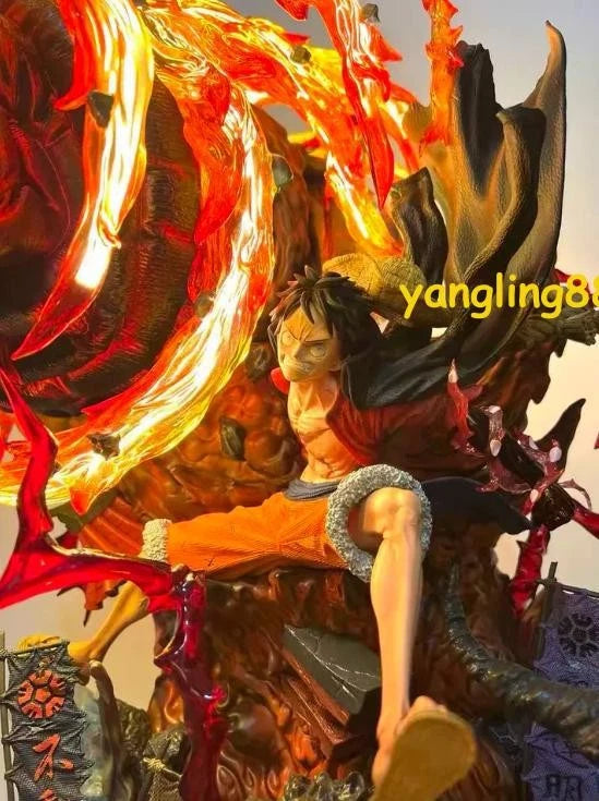 Anime Figure Flame Emperor Luffy Monkey D Luffy PVC Statue Model Light up 60cm 07FC0E-D4 - KOEEK