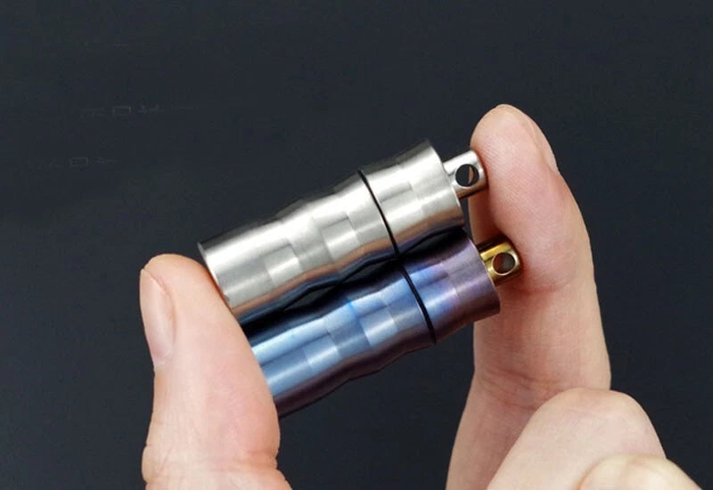 Titanium Waterproof Pill Box Organizer Container Case Storage Tank EDC Key chain 07FC0E-D4 - KOEEK
