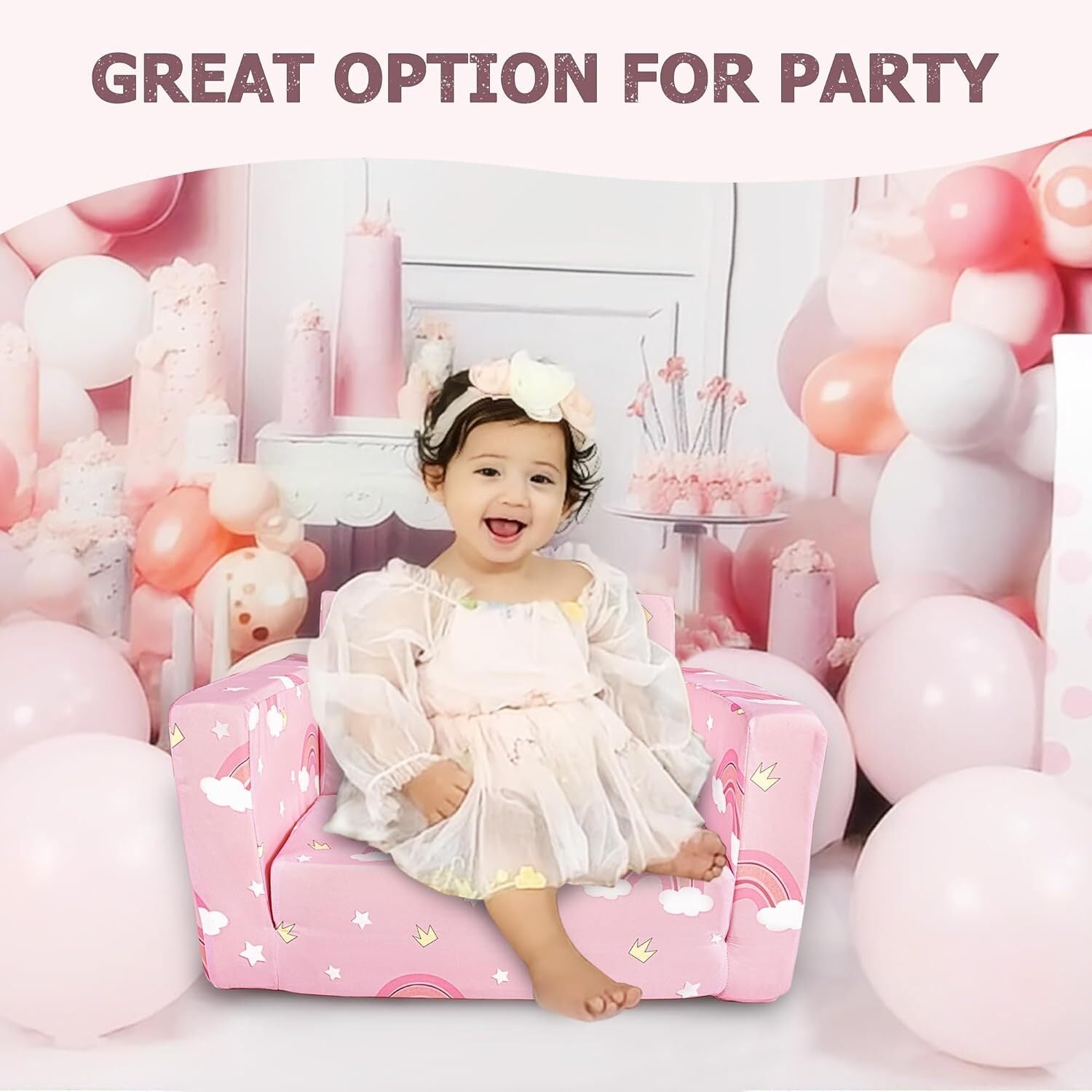 new Kids Couch, 2-in-1 Toddler Sofa Fold Out, Soft Chair for Pink Unicorn 07FC0E-D4 - KOEEK