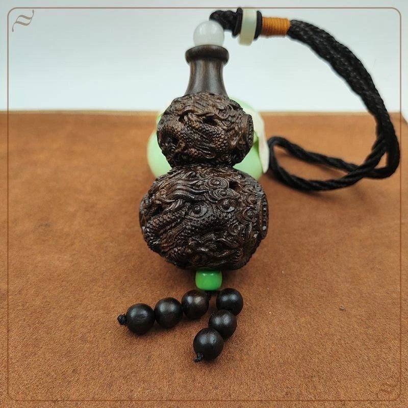 Vietnam Agarwood Gourd Car Hanging Ornament Hand Carved Wood Pendant Gift 07FC0E-D4 - KOEEK