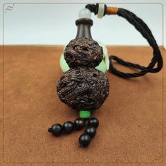 Vietnam Agarwood Gourd Car Hanging Ornament Hand Carved Wood Pendant Gift 07FC0E-D4 - KOEEK