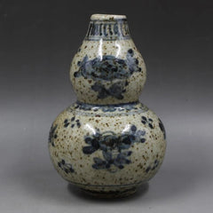 Blue and White Folded Branches Flowers Fruits Gourd Vase Hand-Painted Porcelain 07FC0E-D4 - KOEEK