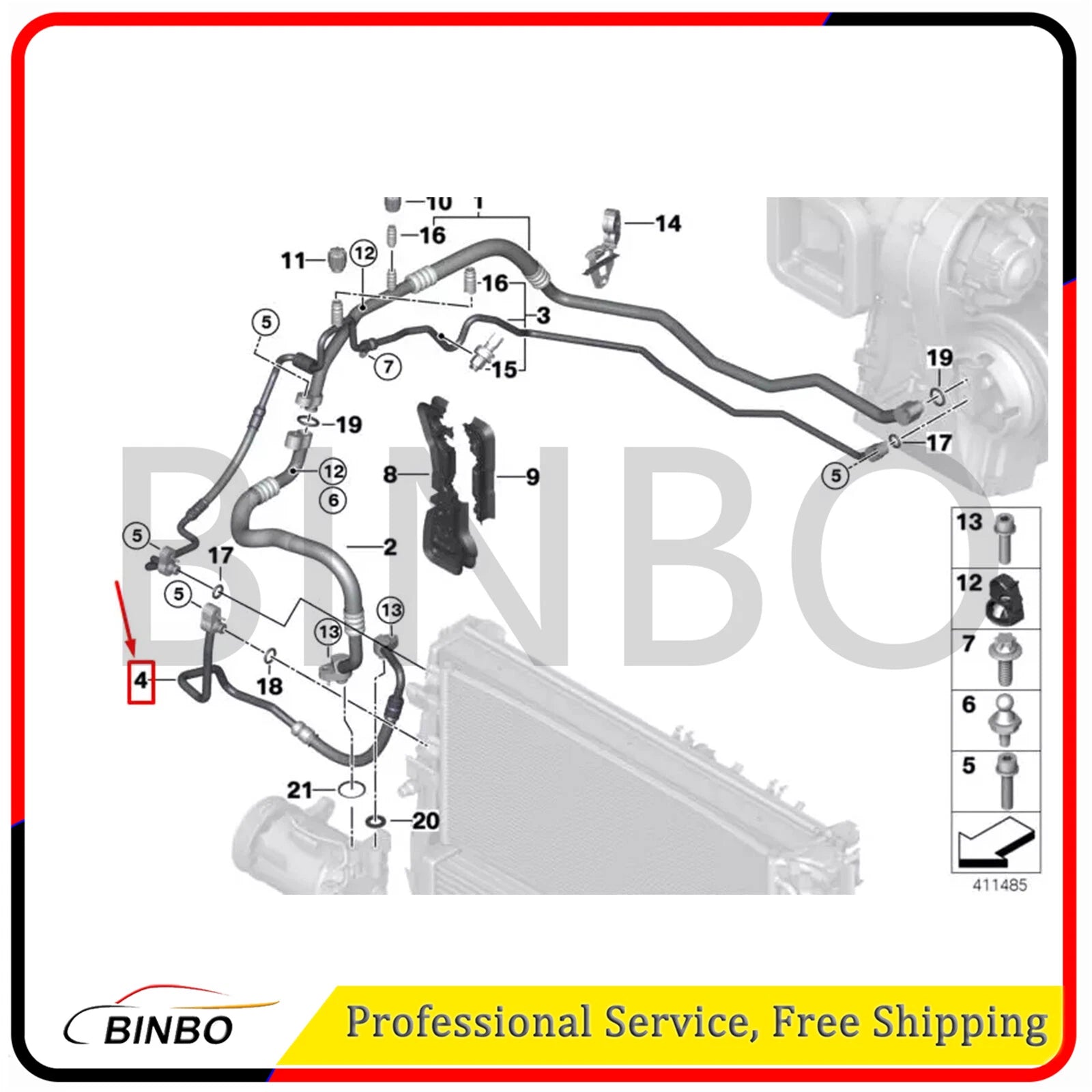 64539209727 Fit For 2014-2019 Mini Cooper A/C Discharge Hose 07FC0E-D4 - KOEEK