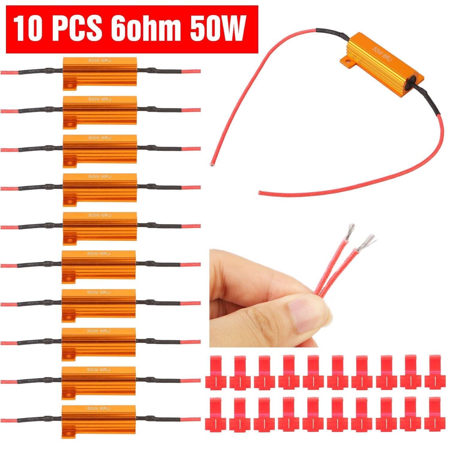 10 stk belastningsmodstand 50W 6RJ LED-dekoder Fix fejlkode Hyper Flash Blinklys