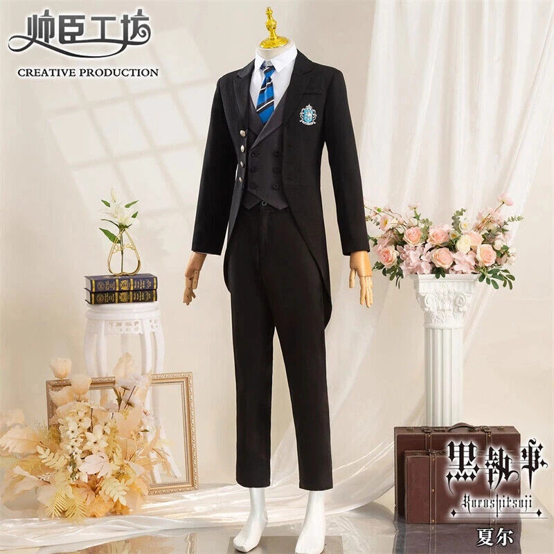 Black Butler Cosplay Costume Ciel Phantomhive Sebastian Michaelis Pants Coat Hat 07FC0E-D4 - KOEEK