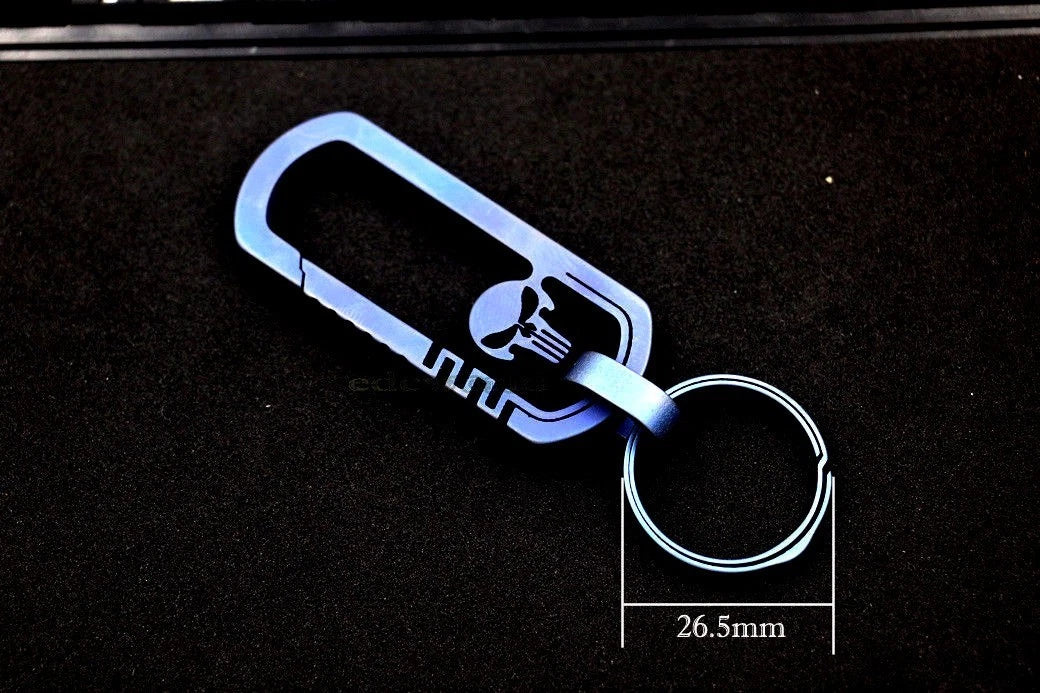 Outdoor CNC Titanium TC4 Skull Key Carabiner w/ Key Ring Fast Hanging EDC Tool 07FC0E-D4 - KOEEK