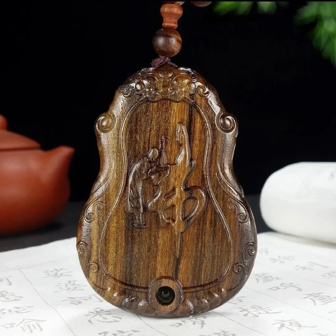 108 Beads Guanyin Buddha Bless  Pandent Necklace Natural Wood Prayer Beads 07FC0E-D4 - KOEEK