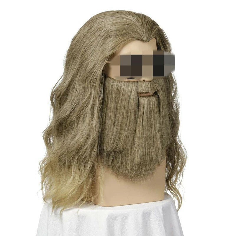 Avengers 4 Endgame Fat Thor Cosplay Wig Beard Curl Halloween Party Old Man Wig 07FC0E-D4 - KOEEK