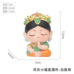 Creative Cute Monk White Tara Resin Car Ornament Home Decor Figurine 07FC0E-D4 - KOEEK
