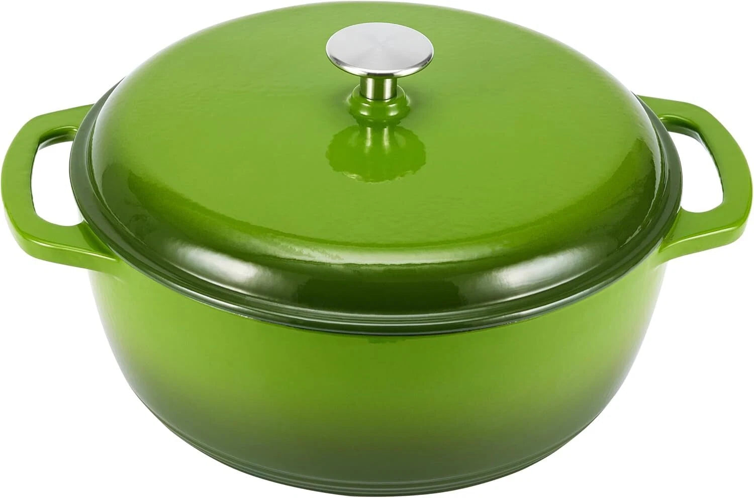 Cast Iron Dutch Oven Pan with Lid, Enameled, Double Handle, 4.3-Quart, Green 07FC0E-D4 - KOEEK