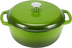 Cast Iron Dutch Oven Pan with Lid, Enameled, Double Handle, 4.3-Quart, Green 07FC0E-D4 - KOEEK