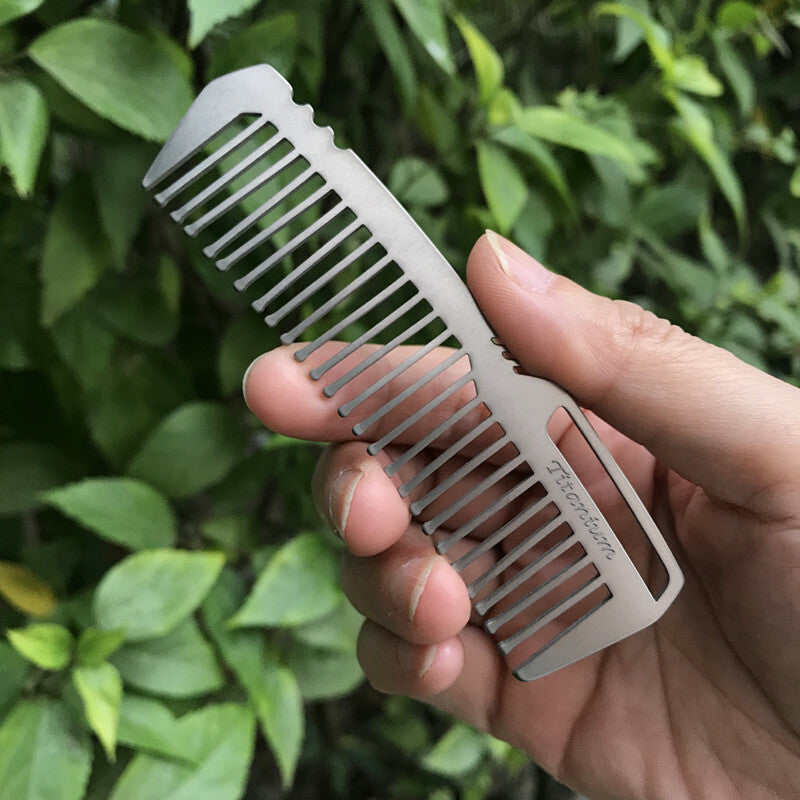 Titanium Alloy Mini Comb Travel Hairdressing EDC Comb Anti-Static Multi-Tools 07FC0E-D4 - KOEEK