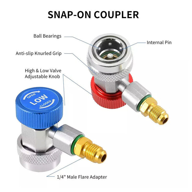 new Car Quick R134A Low High Coupler Connector Adapter AC Manifold Gauge koeek - KOEEK