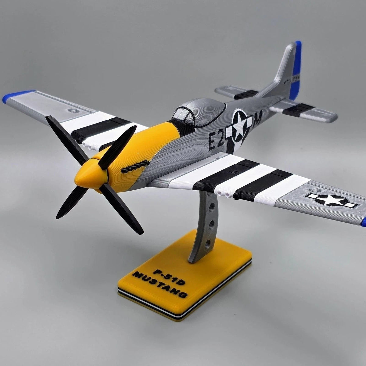 P-51D Mustang WWII Fighter 3D Printed Model with Stand Hand Painted Display 07FC0E-D4 - KOEEK