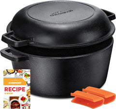 (2-in-1 pre-seasoned Dutch oven with lid for induction 5 qt) 07FC0E-D4 - KOEEK