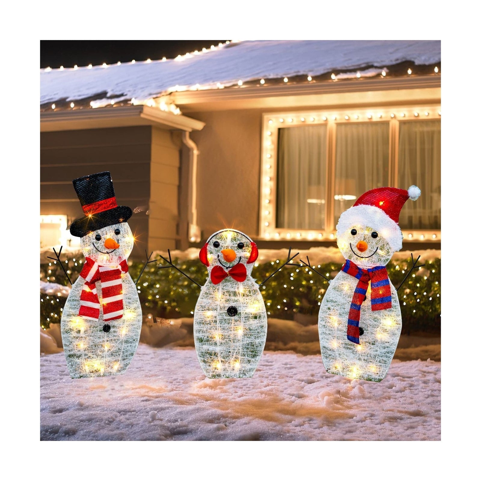 HOURLEEY Christmas Decoration 55 L Lighted Snowman Family Outdoor, 3-Piece Wa... HOURLEEY - KOEEK