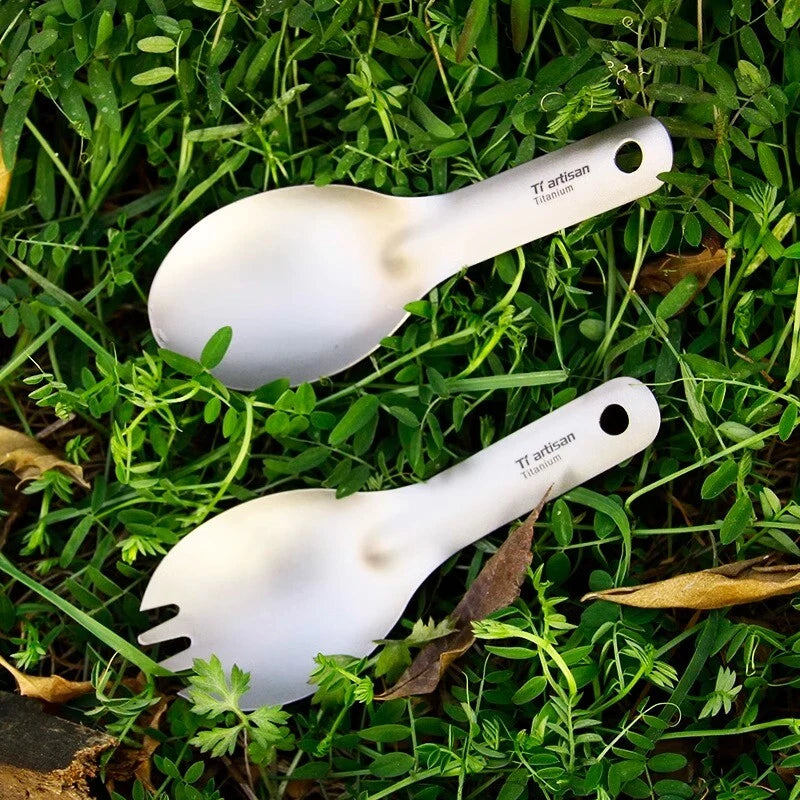 Titanium Spoon Spork Portable Ultralight Short Handle Camping Outdoor Tableware 07FC0E-D4 - KOEEK