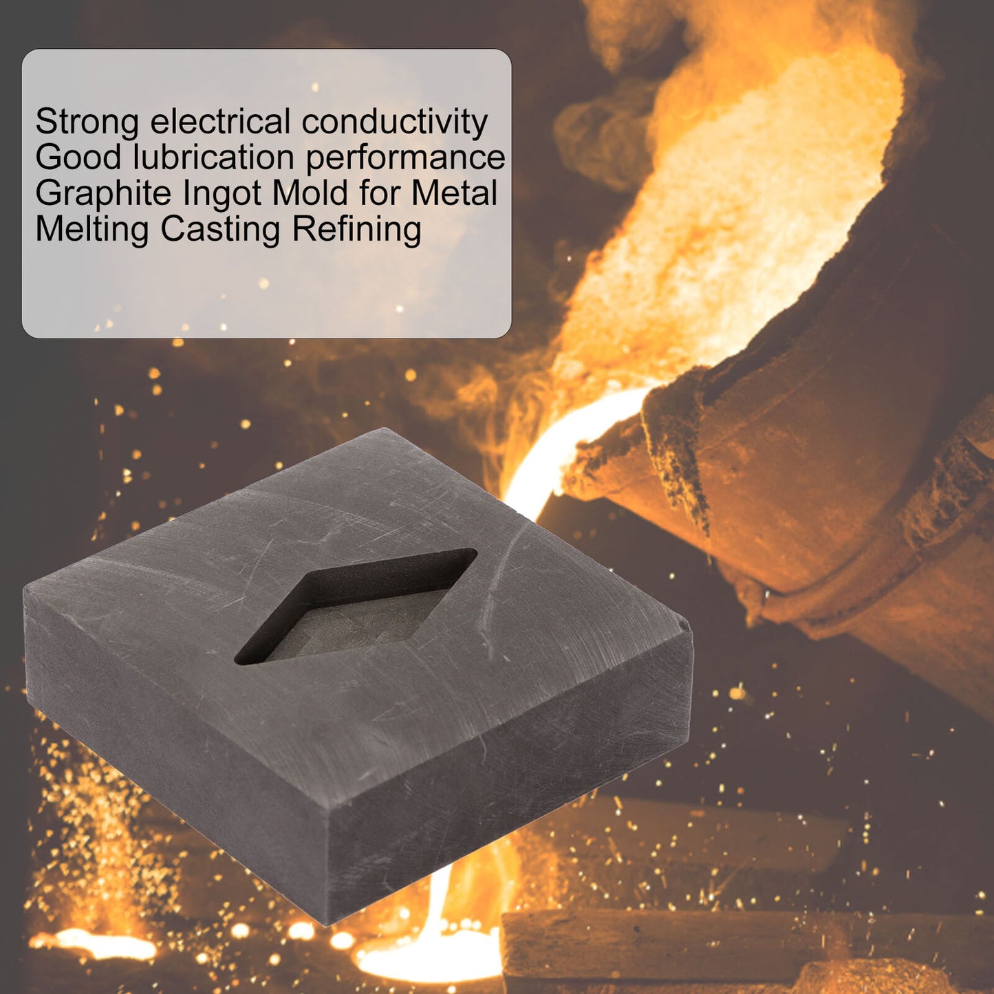 new Graphite Crucible Rhombus Shape Metal Refining Scrap Melting Ingot 50 X 50 X HGF koeek - KOEEK