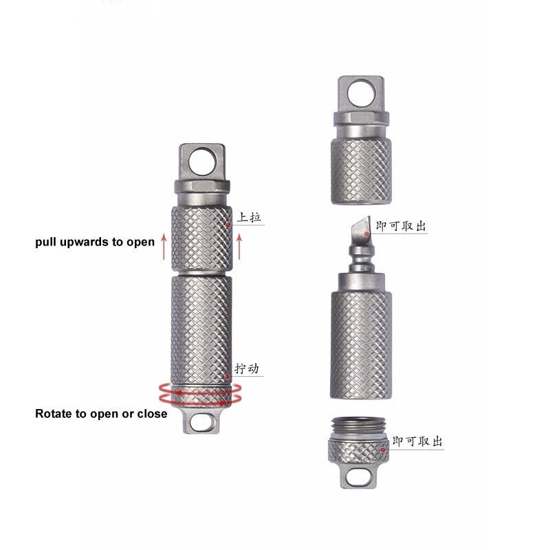 Mini Titanium Alloy Waterproof Case Portable Keychain Pendant EDC Multi Tool 07FC0E-D4 - KOEEK