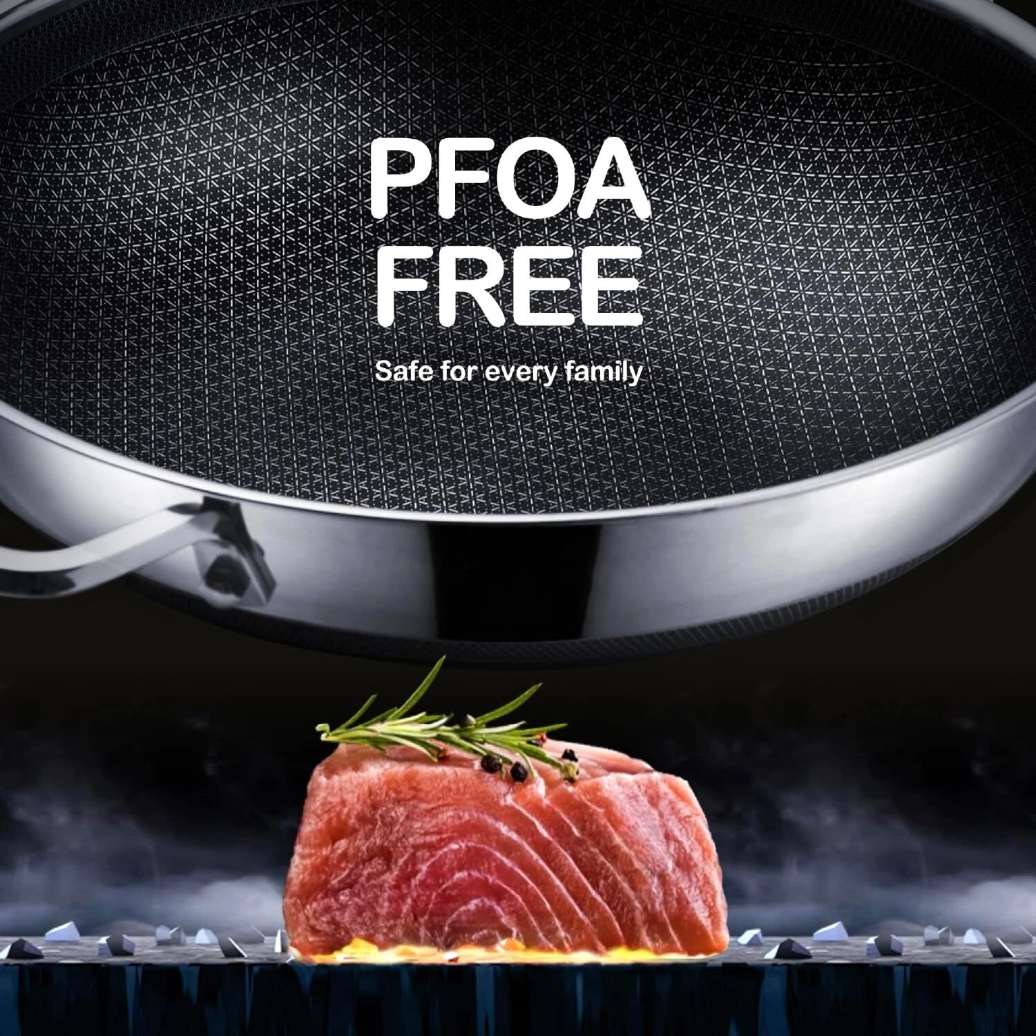 Frying pan, 12-inch frying pan with lid, PFOA-free cookware that 07FC0E-D4 - KOEEK