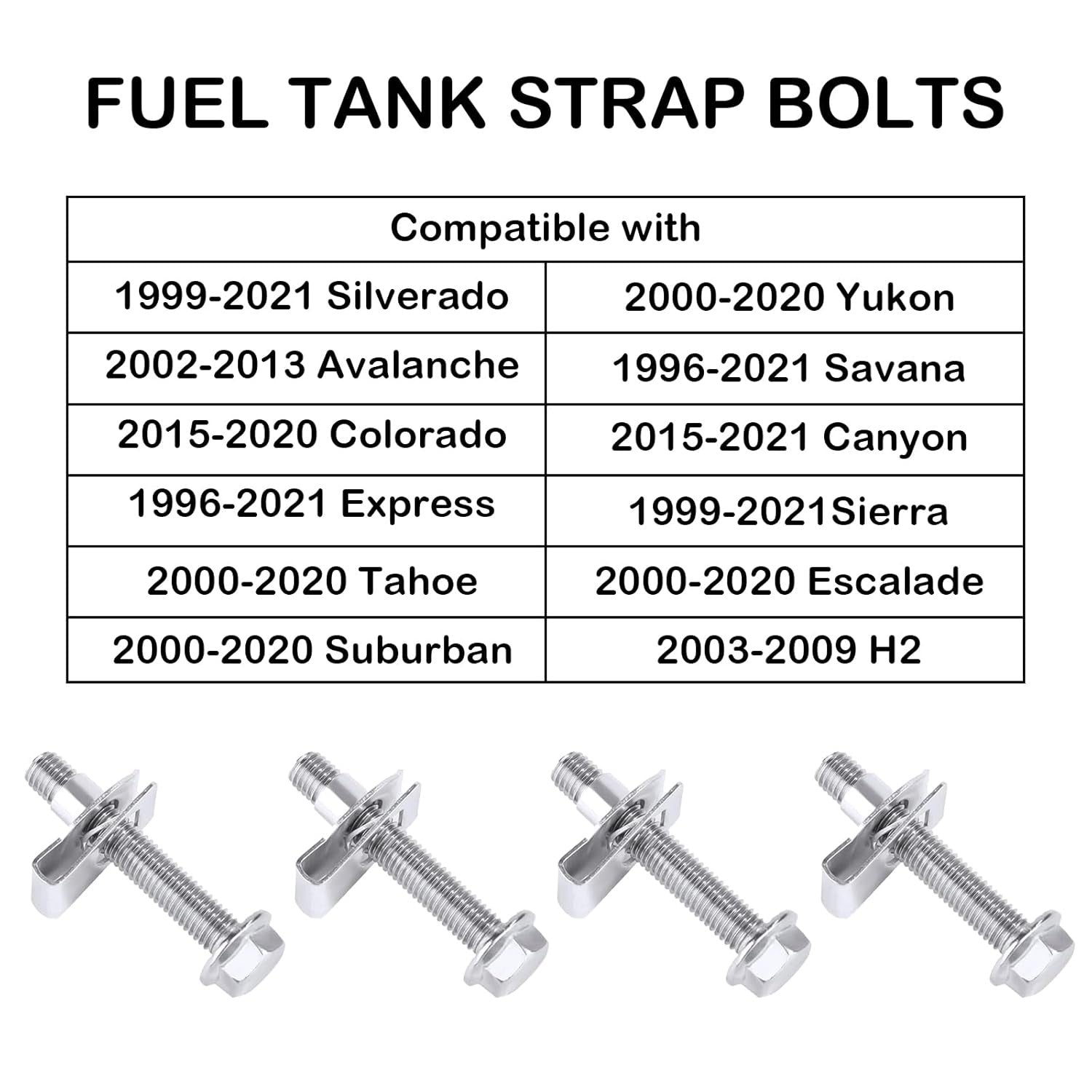 new Fuel Tank Strap Bolts, 304 Stainless Steel One Size, Silver 07FC0E-D4 - KOEEK