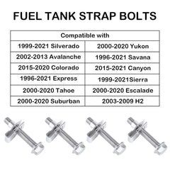 new Fuel Tank Strap Bolts, 304 Stainless Steel One Size, Silver 07FC0E-D4 - KOEEK