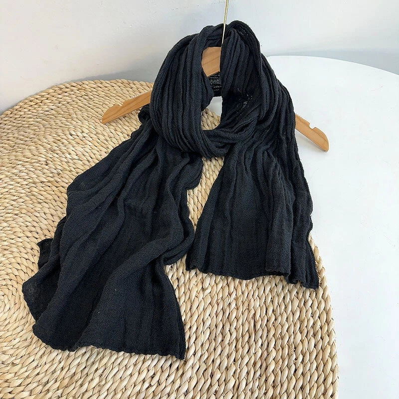 Mens Cotton Linen Scarf Breathable Plain Color Unisex Shawl Neckerchief Scarves 07FC0E-D4 - KOEEK