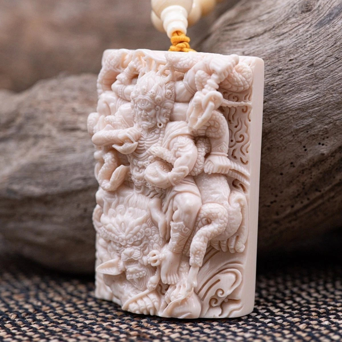 Resin Carved Mahakala Buddhist Pendant Plaque Unisex Decor 07FC0E-D4 - KOEEK