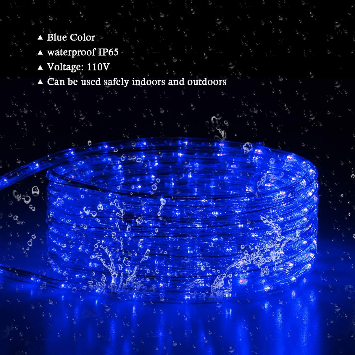 100ft Blue Led Rope Lights Outdoor String Lights Waterproof Decorative Lighting 07FC0E-D4 - KOEEK