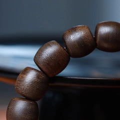 Kynam Agarwood Bracelet Multi Circle Drum Beads Vietnam Prayer Bead Jewelry 07FC0E-D4 - KOEEK