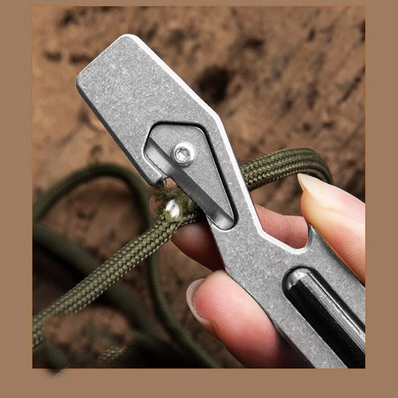 EDCTitanium Alloy Multi-function Crowbar Outdoor Survival Strike Fire ToolOpener 07FC0E-D4 - KOEEK