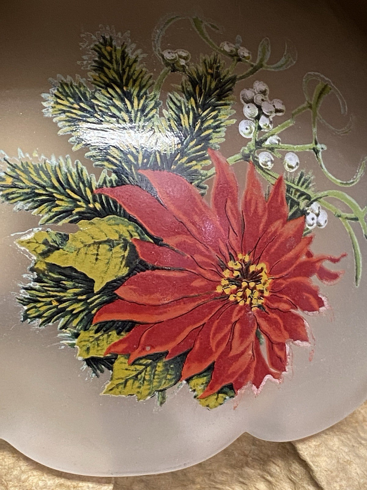 Westmoreland Glass Mini Candle Light Fairy Lamp Christmas Green Poinsettia WESTMORELAND - KOEEK