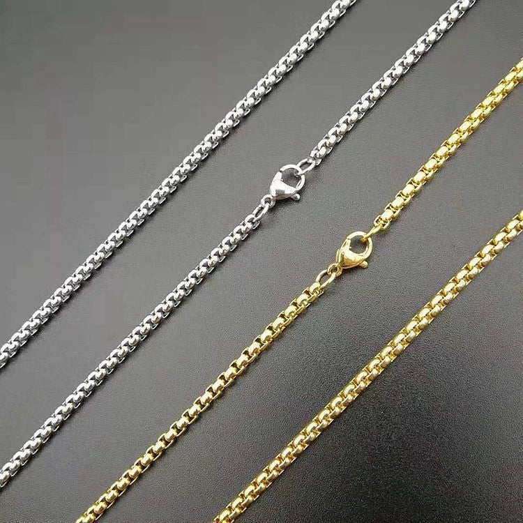 Pure Titanium 3mm Width Square Box Chain Anti-allergy Ultralight Necklace Unisex 07FC0E-D4 - KOEEK