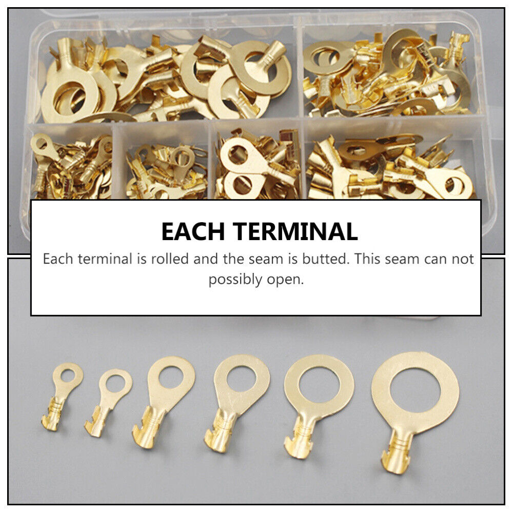 new  150 Pcs Copper Ring Terminal Battery Connectors Crimp Wire Terminals Tubular koeek - KOEEK