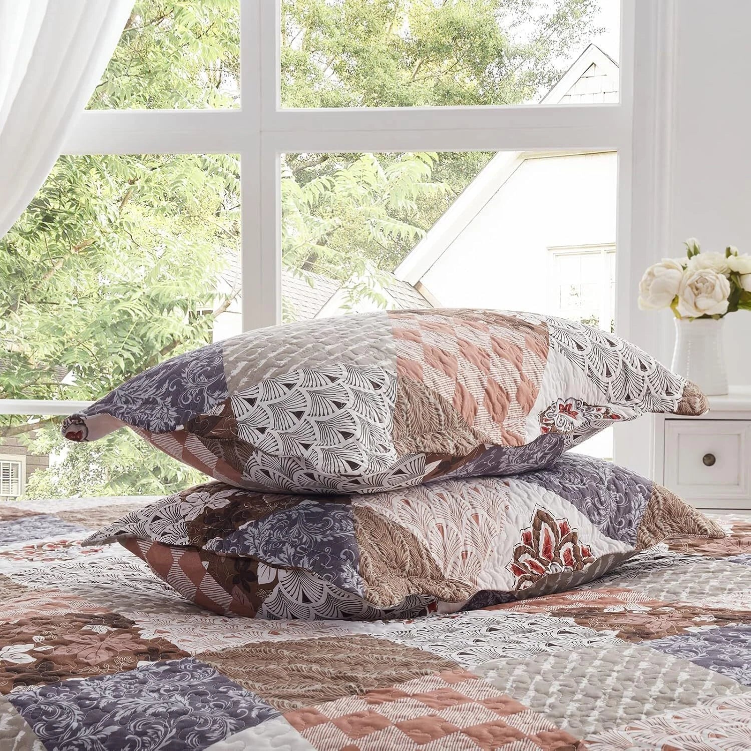 Full/Queen Size Quilt Set 3 Pieces Lightweight Reversible Bedspread-90''x98'' 07FC0E-D4 - KOEEK