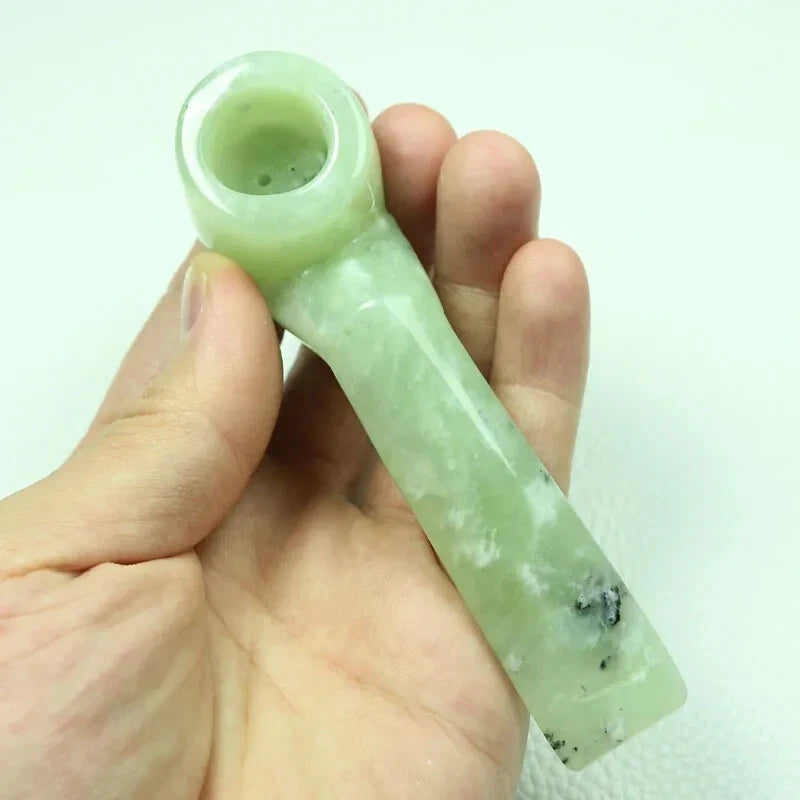 Natural Green Jade Gemstone Carved Straight Pipe Smoking Tobacco Cigarette Pipes 07FC0E-D4 - KOEEK