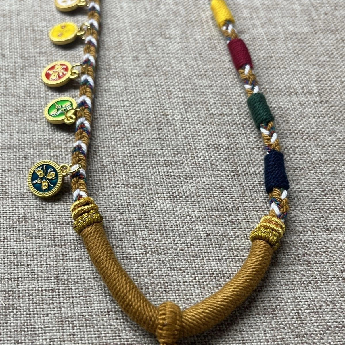 Tibetan Handmade Pendant Cord Necklace for Buddha Dzi Amulet Thangka Jewelry 07FC0E-D4 - KOEEK