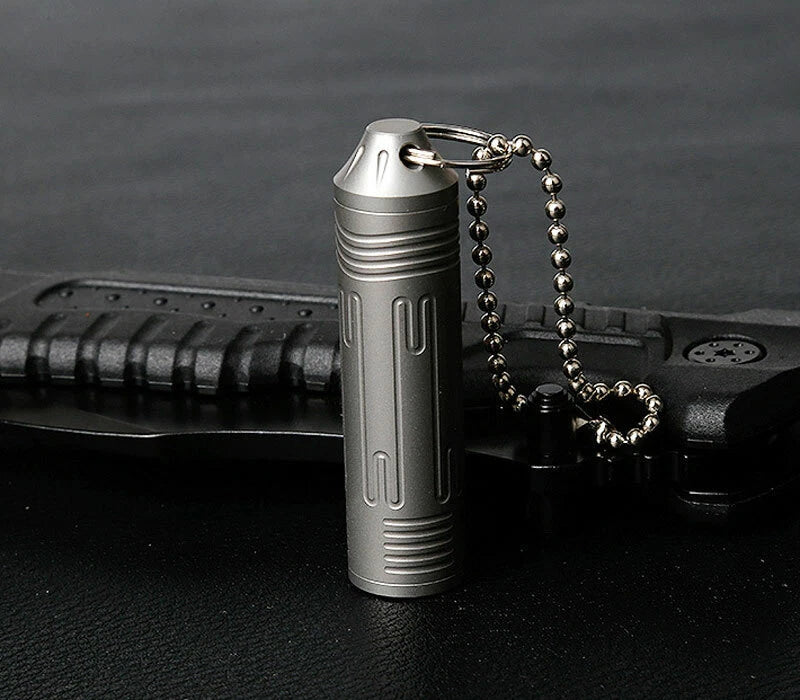Hot Outdoor EDC TC4 Titanium Keychain Waterproof Box Sealed Medicine Bottle 07FC0E-D4 - KOEEK