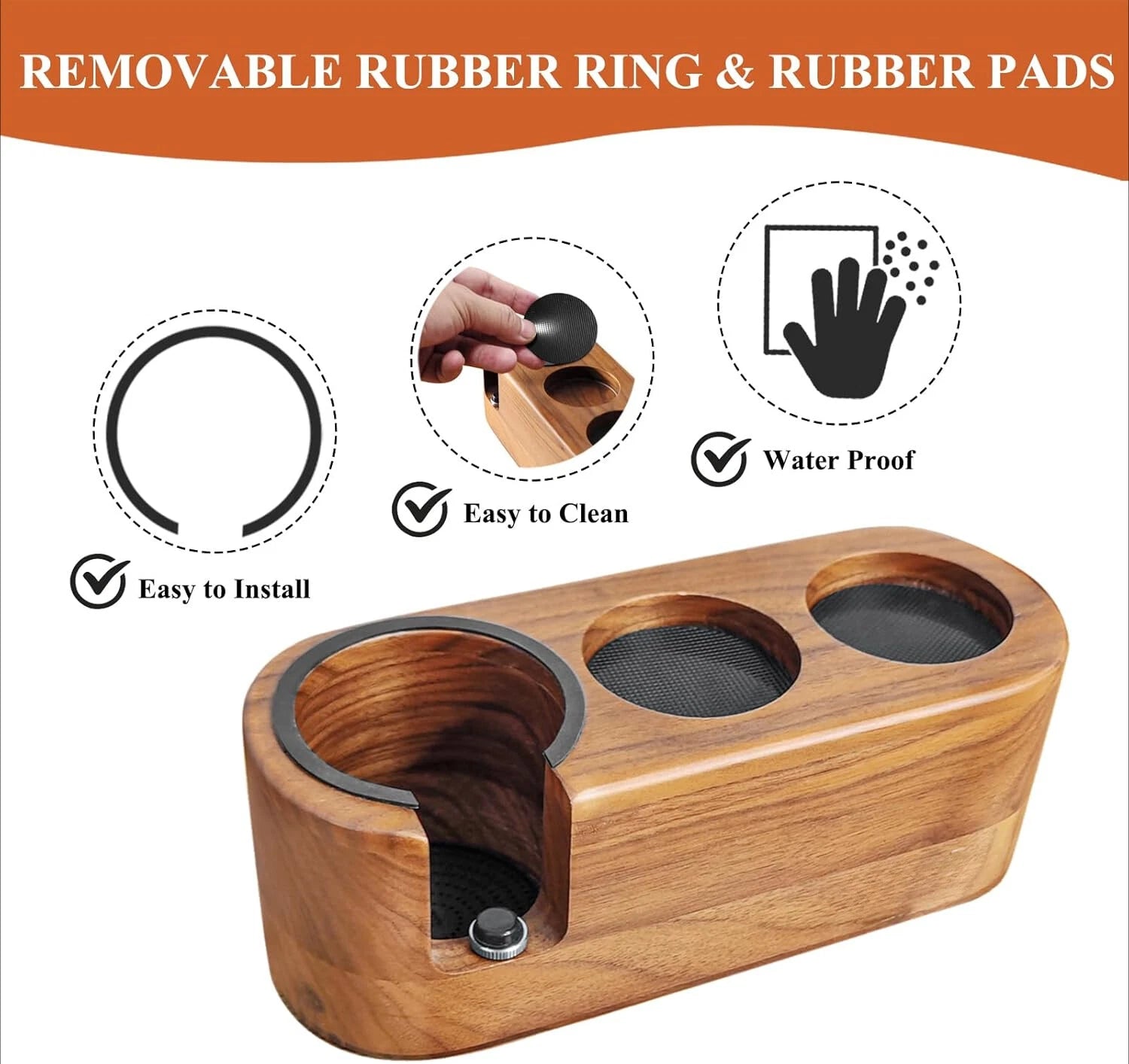 Espresso Tamping Station, 3-in-1 Tamping Station, Wooden Espresso Tamping Stand 07FC0E-D4 - KOEEK