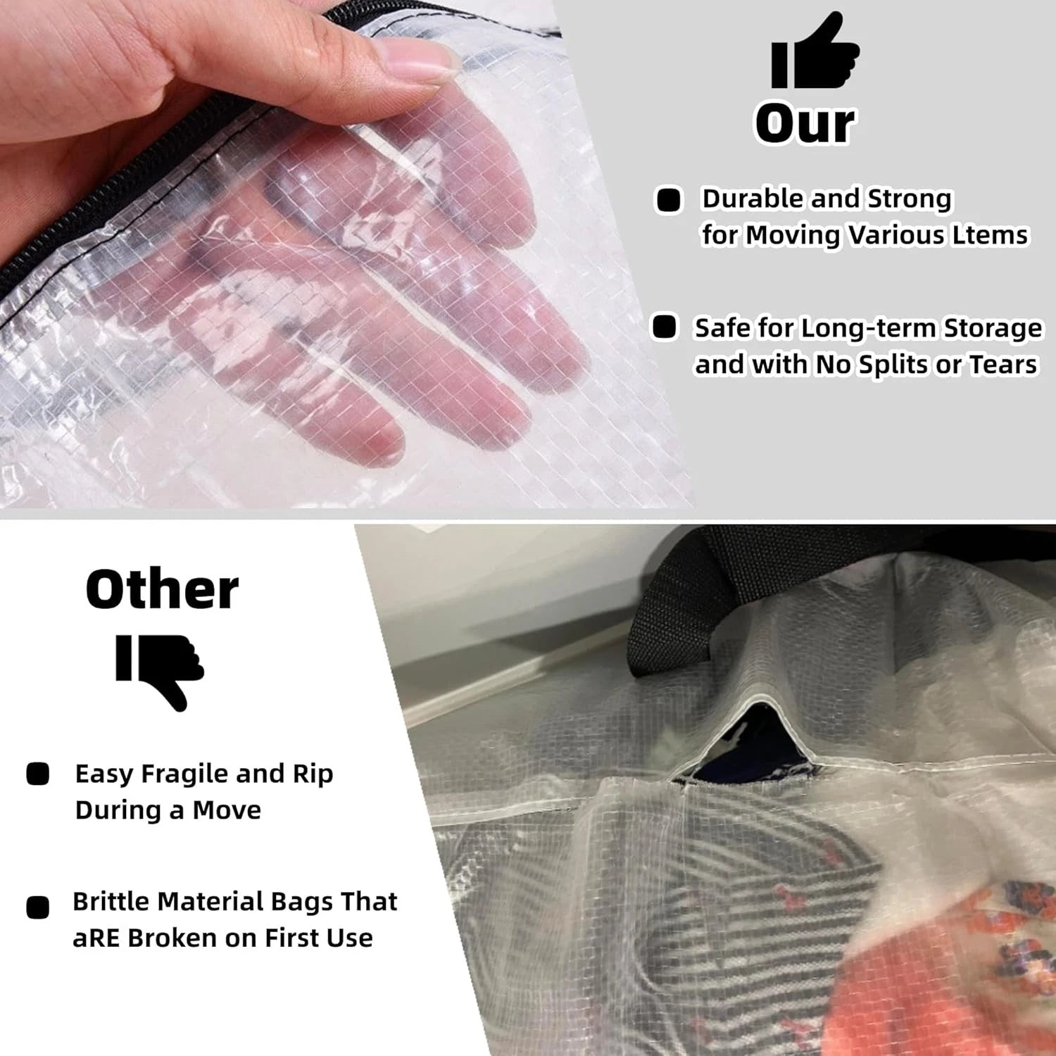 6 Pack Clear Storage Bags with Zipper and Handles, Blanket Bags For Storage 07FC0E-D4 - KOEEK