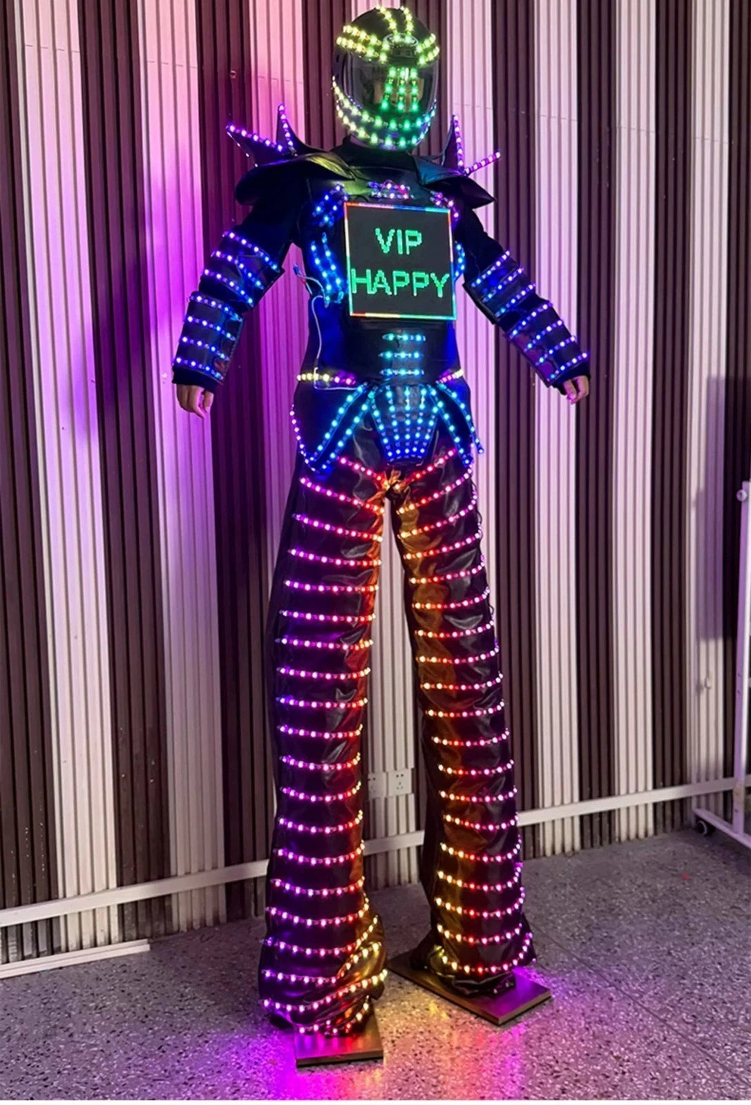 Nightclub Bar Colorful Changing Stilt Costume Controlled LED Luminous Suit Gift 07FC0E-D4 - KOEEK