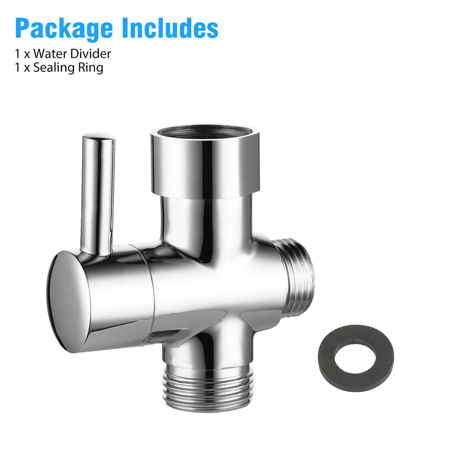 1/2" T-Adapter 3-Way Diverter Valve for Shower Head Bath Tap Switch Outlet Brass
