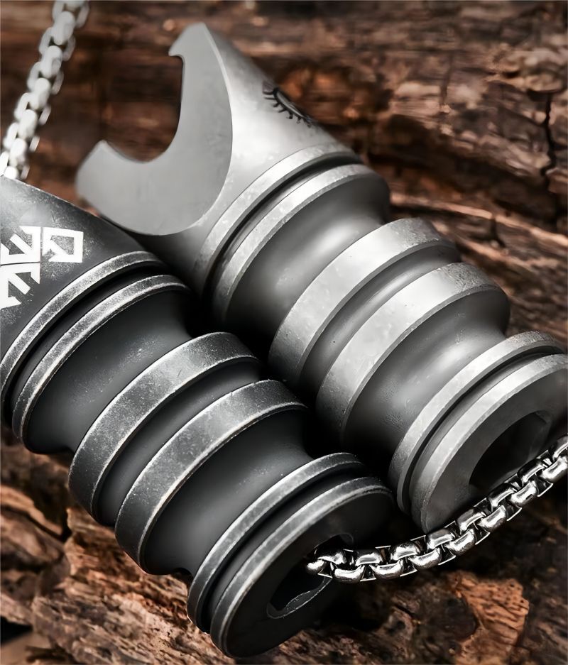 EDC Titanium Multi Tool Bottle Opener Paracord Pendant Knife Bead Wrench Outdoor 07FC0E-D4 - KOEEK