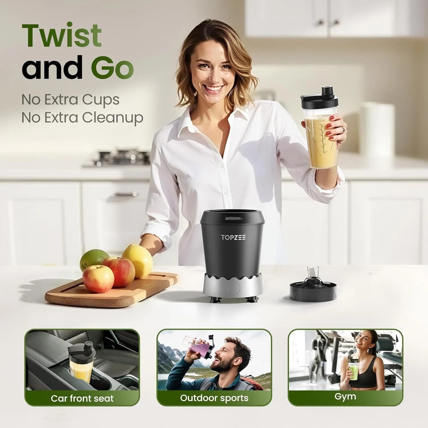 Smoothie Blender, 1000 Watt Smoothie Machine Personal Portable Blender. 07FC0E-D4 - KOEEK