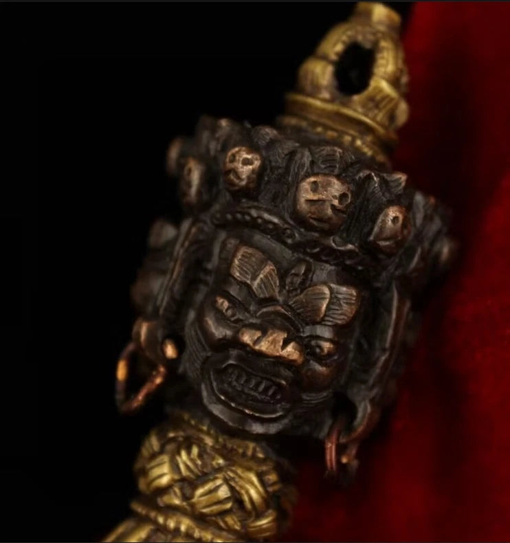 20cm Nepal Tibetan Buddhist 3 Metals 3 Faces Mahakal Phurba Dragger Kila 07FC0E-D4 - KOEEK