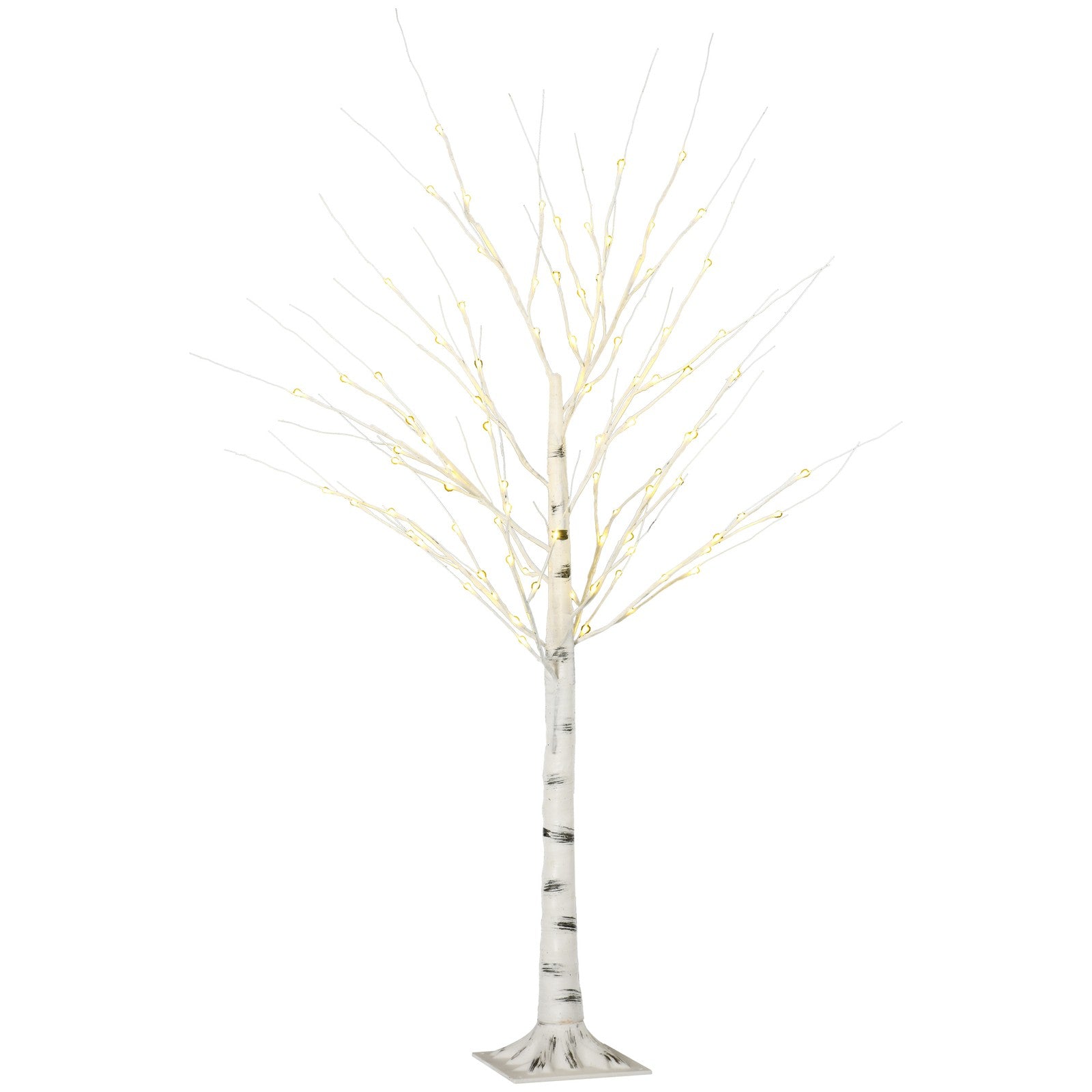 HOMCOM 5ft Artificial White Birch Tree Light w/ 96 Warm White Pre-Lit LED Light HOMCOM - KOEEK
