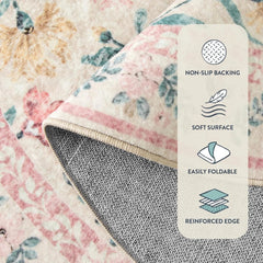 Bohemian style hallway rug 2x6, floral kitchen rug, non-slip and washable 07FC0E-D4 - KOEEK